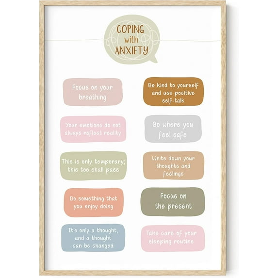 Haus and Hues Mental Health Posters – Emotions Poster Psychology, Therapy Posters For Therapist Office Counselor Gifts Mental Health Awareness Items Positive Classroom Posters (24" x 36" Framed Beige)