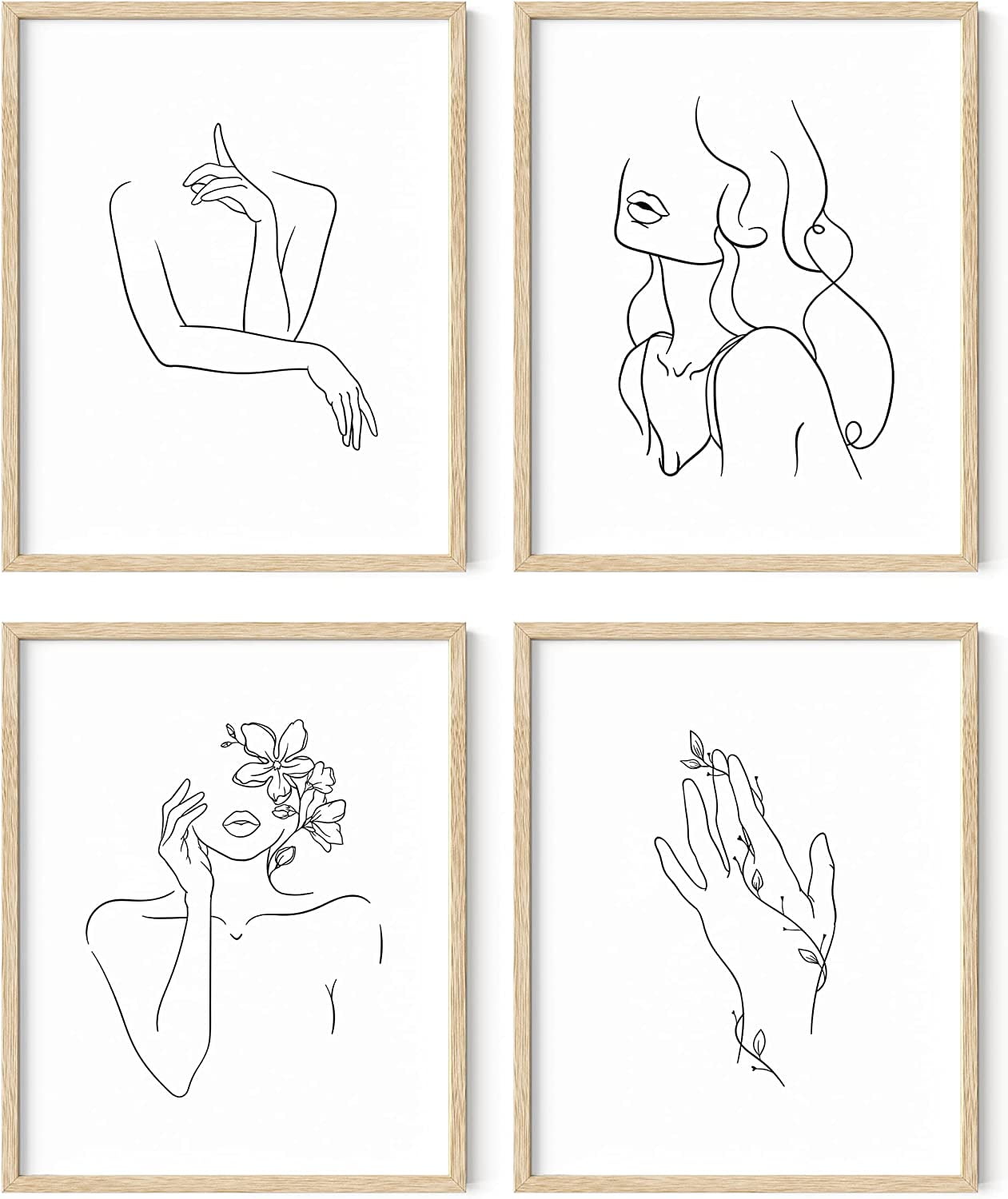 Haus and Hues Minimalist Wall Art Framed, Wall Art Woman Silhouette,  Silhouette Wall Art, Line Drawings, Posters for Room Aesthetic, Abstract  Wall Art, Wall Decor Aesthetic (Framed Beige, 8x10) - Walmart Business, image size:1261x1500