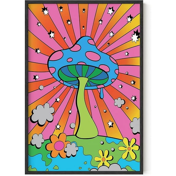 Haus and Hues Mushroom Poster Trippy Posters - Indie Posters Posters for Room Aesthetic Trippy Hippie Posters Y2K Poster Mushroom Art Indie Pictures Wall Decor Stoner Rainbow Mushroom (Unframed 24x36)