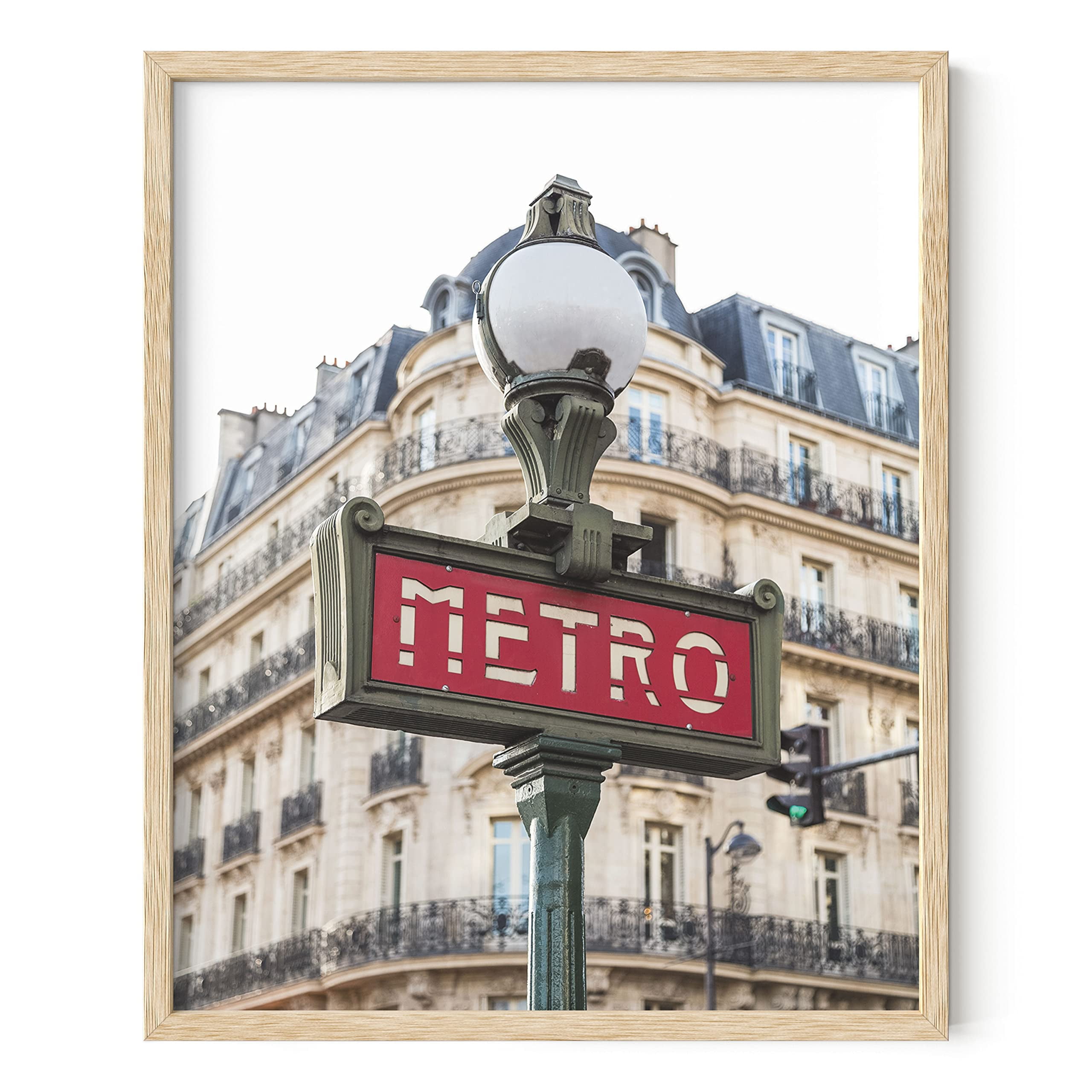Haus &Hues Paris Wall Art Red Metro Sign- Paris Metro Map Poster Europe