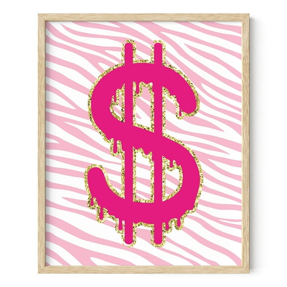 Haus and Hues Pink Poster Preppy Wall Art - Cute Posters for Room Aesthetic, Trendy Posters for Teen Girls Room, Preppy Room Decor Aesthetic Posters for Bedroom Preppy Paintings (Framed Beige 16”x20”)