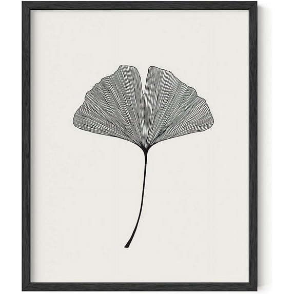 Haus and Hues Plant Wall Art - Ginkgo Flower Botanical and Minimalist Neutral Print Black and White Art, Botanical Prints Minimalist Wall Art Black and White, Neutral Wall Art (16x20 Unframed)
