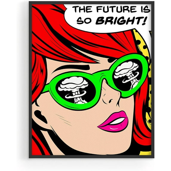 Haus and Hues Pop Art and Vintage Poster Print, Trendy Andy Warhol Wall Art, Dope Posters, Cool College Posters, Dorm Wall Decor, Cool Wall Art The Future Is Bright Print (Black Framed, 16x20)