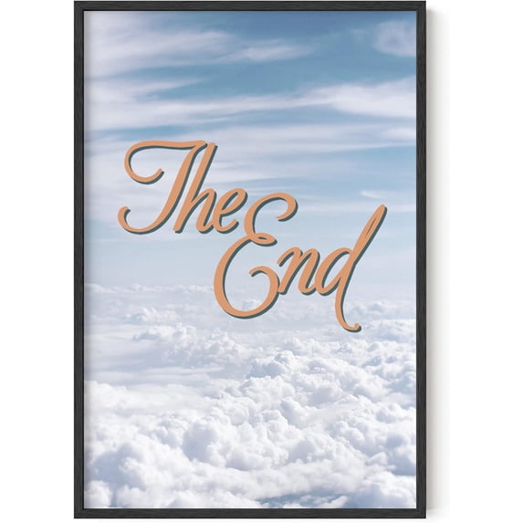 Haus and Hues Retro Posters Blue Sky Poster - Wall Prints for Bedroom Aesthetic Posters for Dorm Room for Girls Teen Girl Bedroom Decor Cloudy The End (Framed Black 24x36)