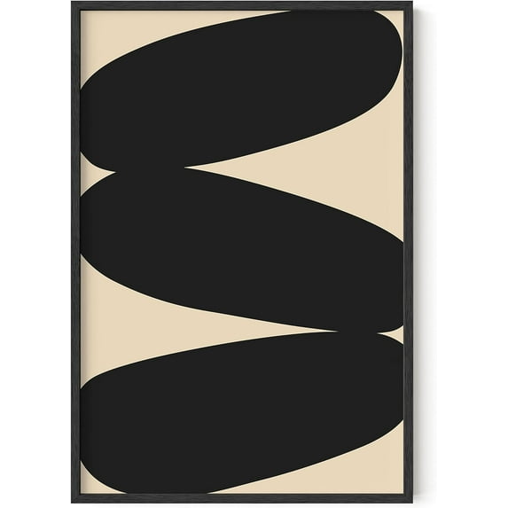 Haus and Hues Scandinavian Wall Art Abstract Art Prints - Mid Century Modern Art Wall Decor and Contemporary Abstract Bedroom Minimal Art and Neutral Wall Decor Stacked Ovals (Unframed 24x36)
