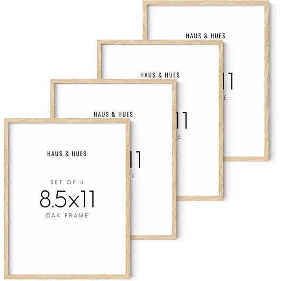 Haus and Hues Set of 4 Certificate Frames 8.5 X 11 - Picture Frames 8.5 X 11 Document Frames 8.5x11, Certificate Frames 8.5 X 11 Multi Pack Wooden Picture Frames 8.5x11 Picture Frame (Beige Oak Frame)