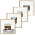 thumbnail image 1 of Haus and Hues Solid Oak Wood 10”x10”Picture Frames Matted to 5”x5” Set of 4 - 10x10 Photo Frame Set, Modern 10x10 Picture Frames with Mat, Square Photo Gallery Wall Frame Set (Beige Oak Frames), 1 of 5