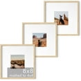 thumbnail image 1 of Haus and Hues Solid Oak Wood 8”x8” Picture Frames Matted to 4”x4” Set of 3 - 8x8 Standard Square Picture Frames, Natural Wood Picture Frames 8x8 Square, Matted Picture Frame 8x8 (Beige Oak Frames), 1 of 5
