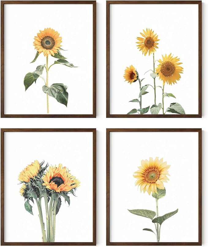 Haus and Hues Sunflower Wall Decor and Sunflower Posters Set of 4