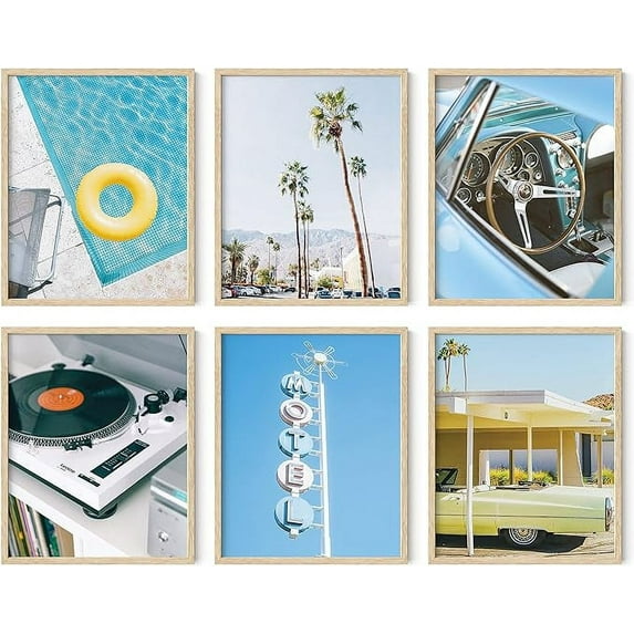 Haus and Hues Travel Wall Art - Set of 6 Framed Wall Art Italy Travel Posters Europe, Wall Flower Pictures, Vintage Posters Framed, Peach Wall Decor, Flower Prints Framed, Amalfi (Beige Framed, 16x20)