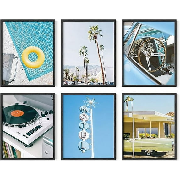 Haus and Hues Travel Wall Art - Set of 6 Framed Wall Art Italy Travel Posters Europe, Wall Flower Pictures, Vintage Posters Framed, Peach Wall Decor, Flower Prints Framed, Amalfi (Black Framed, 16x20)