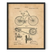 Haus and Hues Vintage Poster Bicycle - Blueprint Wall Art, Vintage Cycling, Patents Art, Triathlon Picture, Road Cycling Artwork Biking Posters Bicycle Patent Art Print Individual (Framed Black 16x20)