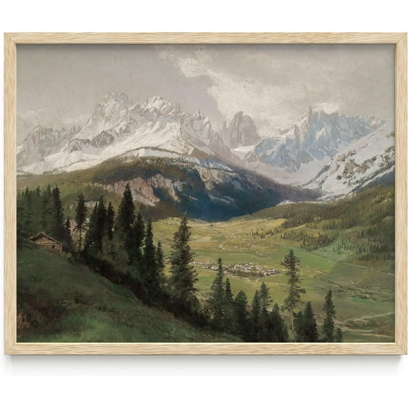 Haus and Hues Vintage Prints Wall Art - Oil Paintings for Wall Decor Captivating Landscape and Mountain Scenes to Bring the Outdoors Indoors (11x14 Framed Beige)