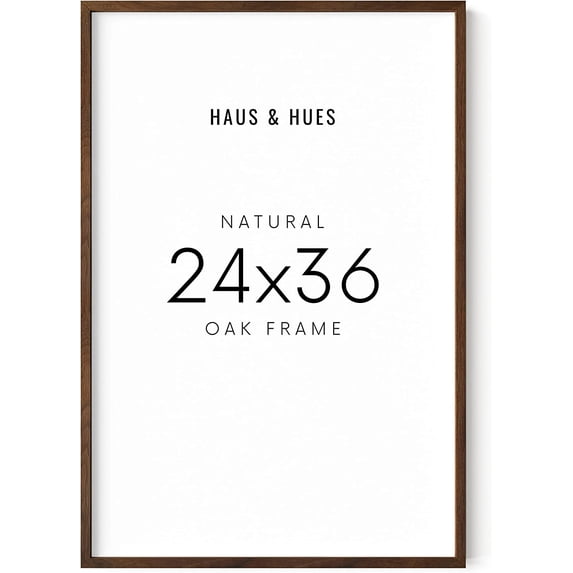 Haus and Hues Walnut 24x36 Wooden Picture Frame - Set of 1 24x36 Inch Poster Frame, 24x36 Poster Frame Wood, Barnwood Picture Frames, 24 x 36 Poster Picture Frame, 24x36 Frame Wood (Walnut Oak Frame)