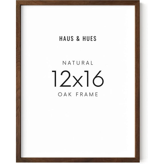 Haus and Hues Walnut Natural Wood Frame - Set of 1 12x16 Picture Frames for Wall, Frame for 12x16 Print, Wall Picture Frames 12x16, Family Picture Frames Brown, Frame 12x16 Wood (Walnut Oak Frame)