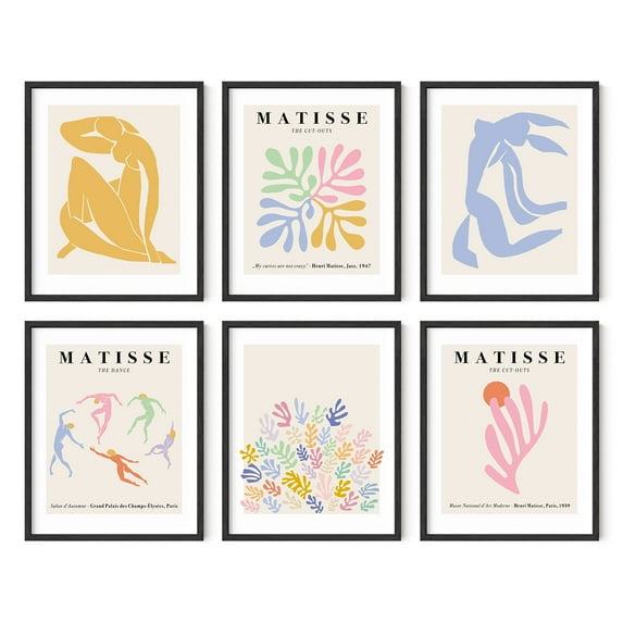 Haus and Hues Henri Matisse Pastel Prints 8” x 10” Framed Art Prints (Set of 5)