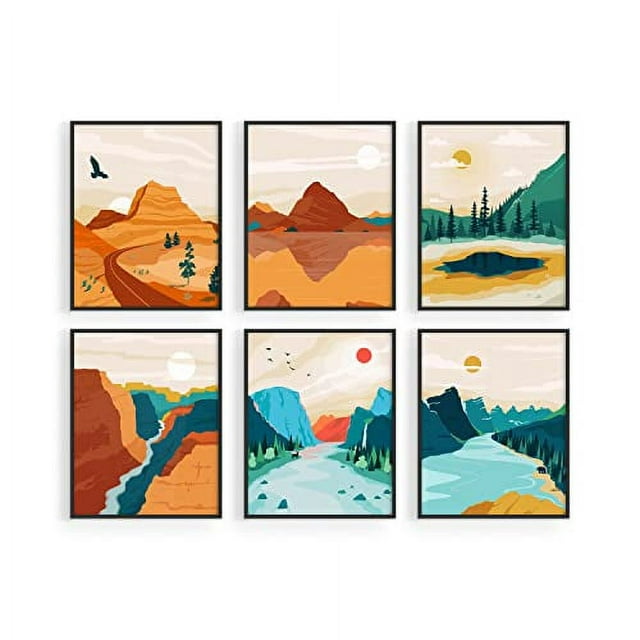 Haus and Hues National Parks Posters – Landscape Pictures Wall Art Nature Prints Mountain Painting Abstract Nature Art Mountains Wall Art