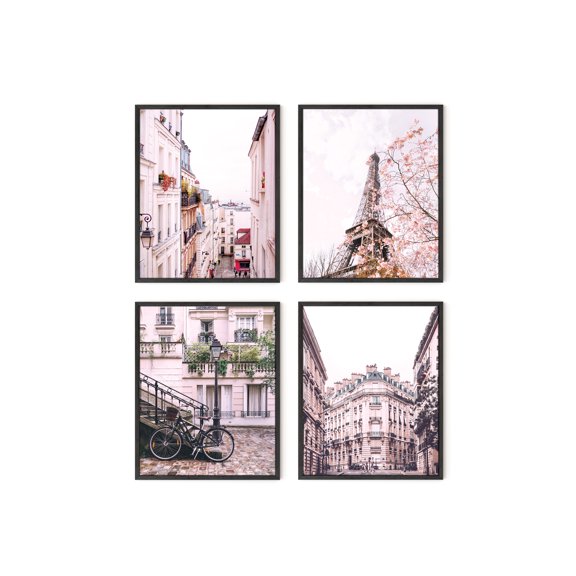 Haus and Hues Pink Paris Wall Decor - Set of 4 Paris Wall Art, Paris Decor for Bedroom | Paris Decor for Bedroom for Girls