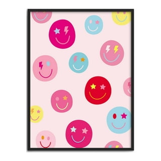 Large Pink and White Smiley Face - Preppy Aesthetic Decor Wrapping Paper by  Aesthetic Wall Decor by SB Designs