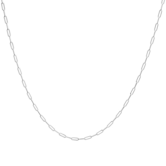 Haus of Brilliance Solid 14K White Gold Unisex 2.5mm Paperclip Lobster Claw Clasp Chain Necklace 18 Inches