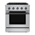thumbnail image 1 of HausPro 30 in. 4 Burners (20,000 BTU) Freestanding Dual Fuel Range in Stainless Steel with Convection Oven Black, 1 of 12