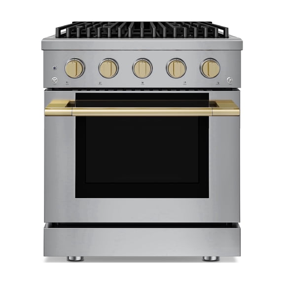 HausPro 30 in. 4 Burners Gas Range in Stainless with 20,000 BTU and Convection Oven with 5 Rack Positions