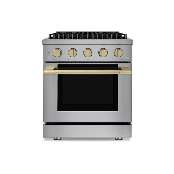 HausPro 30 in. 4 Burners Gas Range in Stainless with 20,000 BTU and Convection Oven with 5 Rack Positions