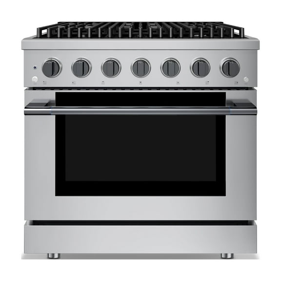 HausPro 36 in. 6 Burners (20,000 BTU) Freestanding Dual Fuel Range in Stainless Steel with Convection Oven Black