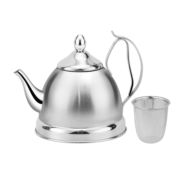 HausRoland Stainless Steel Kettle with Infuser 1.1 Qt (1 L) Stovetop Kettle with Ergonomic Handle Tea Kettle with Removable Infuser Stainless Steel Tea Pot for Stove Top in Silver