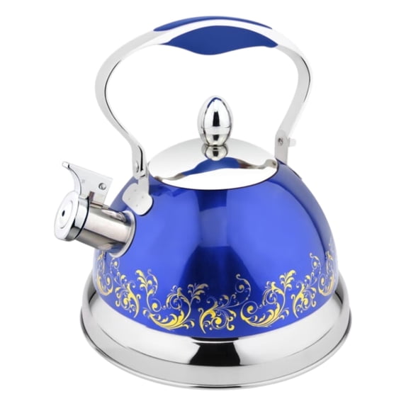 HausRoland Stainless Steel Whistling Kettle 3.7 Qt (3.5 L) Stovetop Kettle with Ergonomic Handle Tea Kettle for Stove Top, Blue