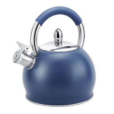 HausRoland Stainless Steel Whistling Kettle with Ergonomic Silicone Handle 3.2 Qt (3 L) Tea Kettle for Stove Top Blue