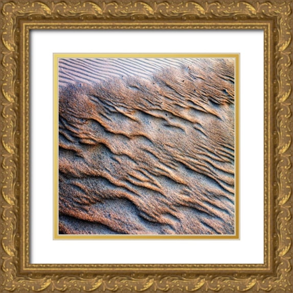 Hausenflock, Alan 12x12 Gold Ornate Wood Framed with Double Matting Museum Art Print Titled - Wind Sand and Water I
