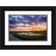 thumbnail image 1 of Hausenflock, Alan 14x11 Black Ornate Wood Framed with Double Matting Museum Art Print Titled - Sunset in the Marsh, 1 of 4