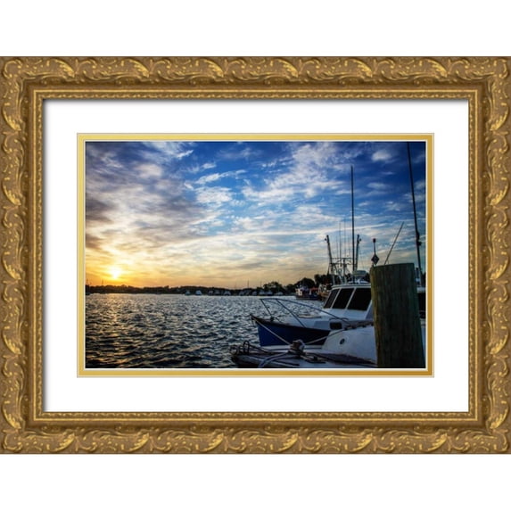Hausenflock, Alan 14x11 Gold Ornate Wood Framed with Double Matting Museum Art Print Titled - Beaufort Docks I