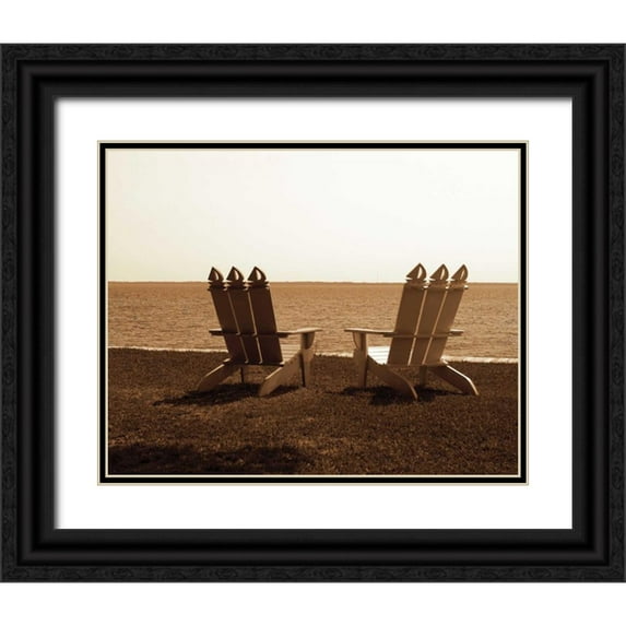 Hausenflock, Alan 14x12 Black Ornate Wood Framed with Double Matting Museum Art Print Titled - Adirondack Chairs I