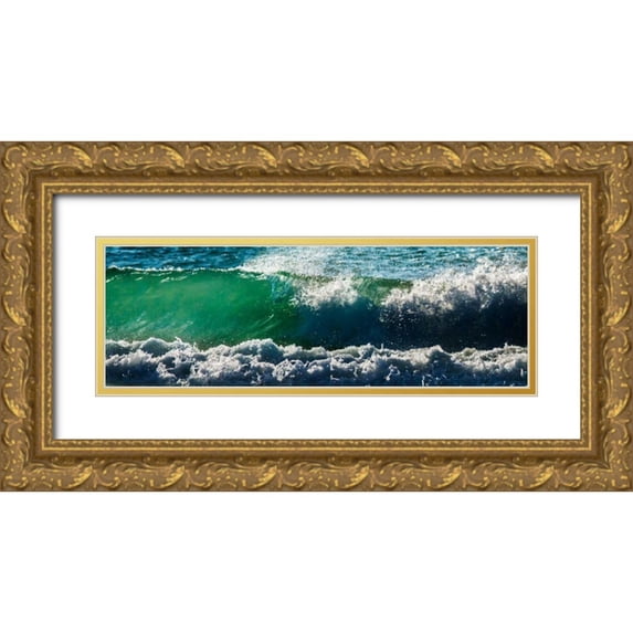 Hausenflock, Alan 14x7 Gold Ornate Wood Framed with Double Matting Museum Art Print Titled - Breaking Wave I
