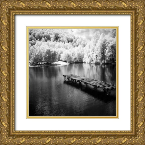Hausenflock, Alan 15x15 Gold Ornate Wood Framed with Double Matting Museum Art Print Titled - Mint Springs Lake Square IV