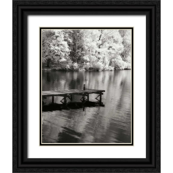 Hausenflock, Alan 15x18 Black Ornate Wood Framed with Double Matting Museum Art Print Titled - Mint Springs Lake BW V