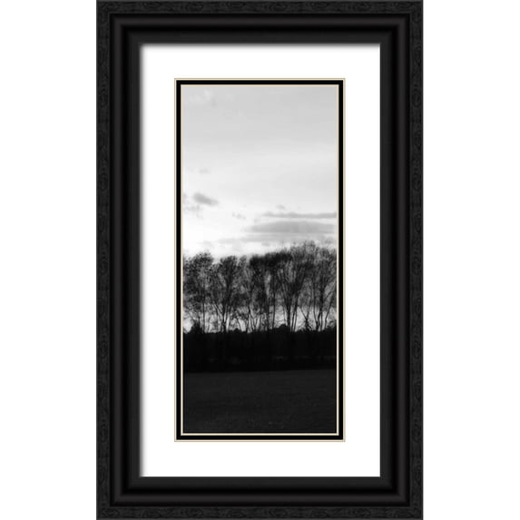 Hausenflock, Alan 16x32 Black Ornate Wood Framed with Double Matting Museum Art Print Titled - Winter Sunset BW IV
