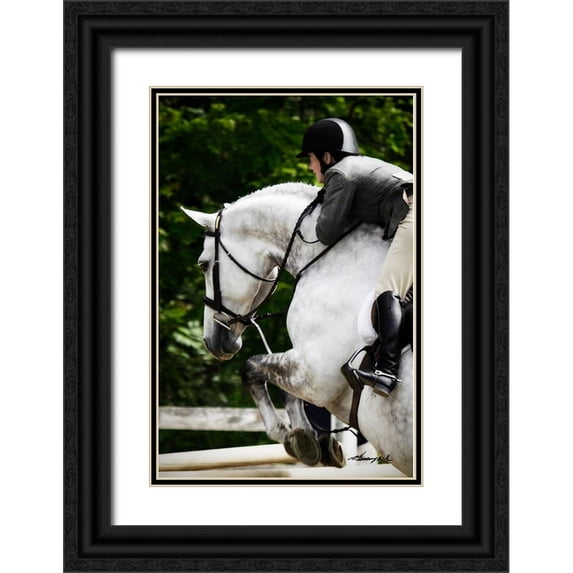 Hausenflock, Alan 17x24 Black Ornate Wood Framed with Double Matting Museum Art Print Titled - Jumping Hunter II