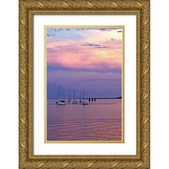 Hausenflock, Alan 17x24 Gold Ornate Wood Framed with Double Matting Museum Art Print Titled - St. Augustine Harbor Sunset IV