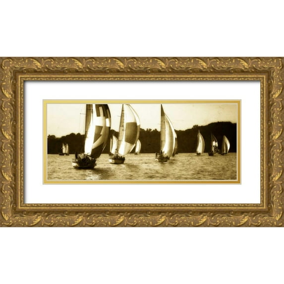 Hausenflock, Alan 18x10 Gold Ornate Wood Framed with Double Matting Museum Art Print Titled - Sailing Home IV