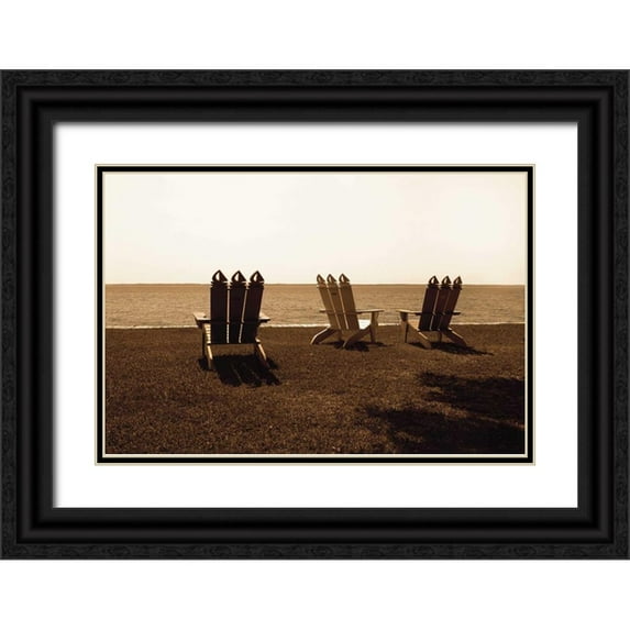 Hausenflock, Alan 18x13 Black Ornate Wood Framed with Double Matting Museum Art Print Titled - Adirondack Chairs II