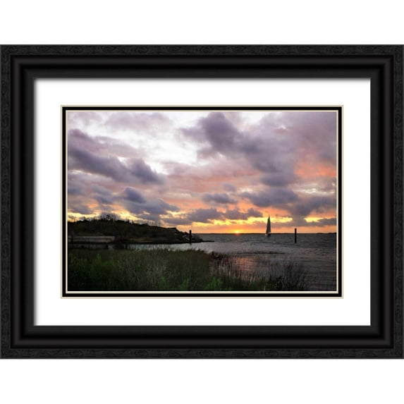 Hausenflock, Alan 18x13 Black Ornate Wood Framed with Double Matting Museum Art Print Titled - East Bay Sunrise I