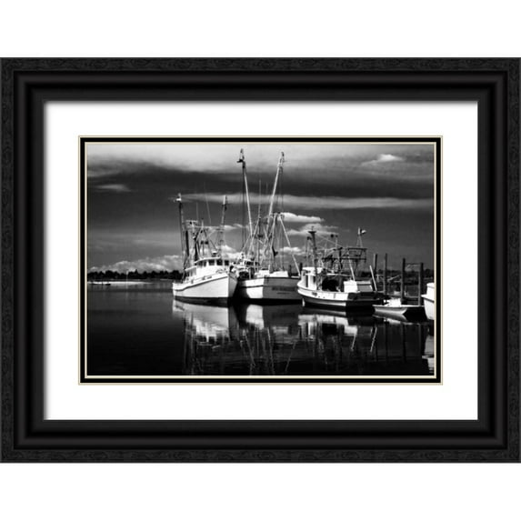 Hausenflock, Alan 18x13 Black Ornate Wood Framed with Double Matting Museum Art Print Titled - Fishing Boats I