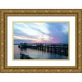 thumbnail image 1 of Hausenflock, Alan 18x13 Gold Ornate Wood Framed with Double Matting Museum Art Print Titled - Dockside Sunset II, 1 of 4