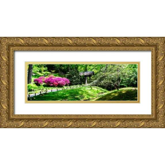 Hausenflock, Alan 24x11 Gold Ornate Wood Framed with Double Matting Museum Art Print Titled - Japanese Garden I