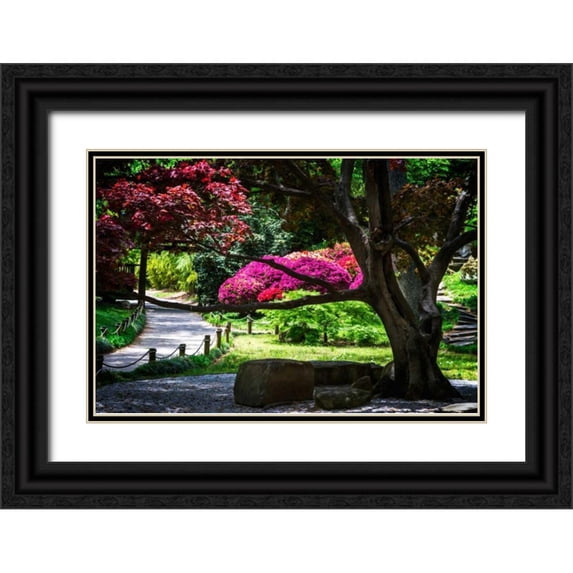 Hausenflock, Alan 24x17 Black Ornate Wood Framed with Double Matting Museum Art Print Titled - Japanese Garden III