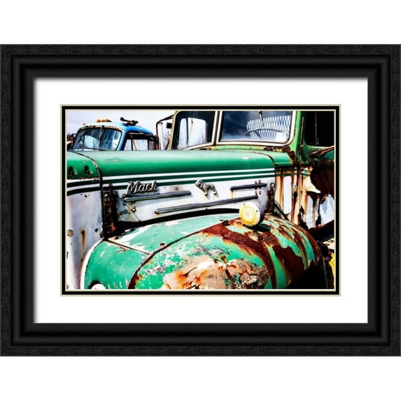 Hausenflock, Alan 24x17 Black Ornate Wood Framed with Double Matting Museum Art Print Titled - Rusty Old Truck V