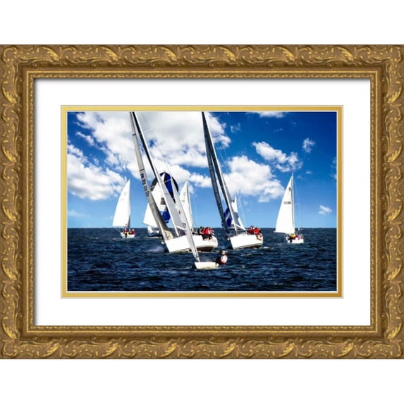 Hausenflock, Alan 24x17 Gold Ornate Wood Framed with Double Matting Museum Art Print Titled - A Perfect Sail I
